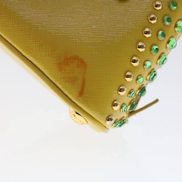 PRADA Bijoux Hand Bag Safiano leather 2way Yellow Auth - Picture 7 of 16